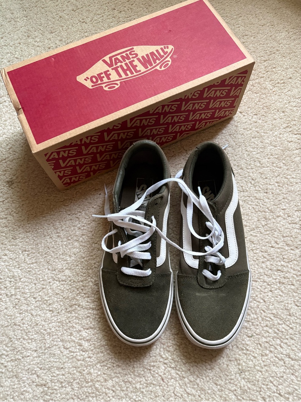 Vans Old Skool Women's Sneakers in Olive Green and White